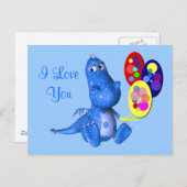 I Liebe You Blue Dragon Balloons Postcard Postkarte (Vorne/Hinten)