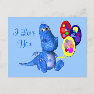 I Liebe You Blue Dragon Balloons Postcard Postkarte
