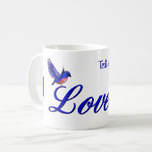 I Liebe You Bluebird Personalisiert Kaffeetasse (Vorderseite Links)