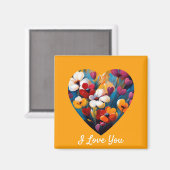 I Liebe You Blume Heart Magnet (Vorderseite/Rückseite)