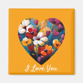 I Liebe You Blume Heart Magnet (Vorne)