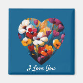 I Liebe You Blume Heart Magnet (Vorne)