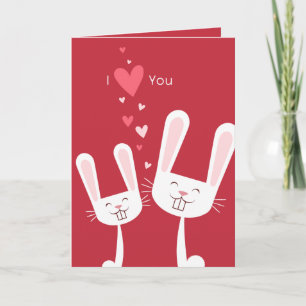 I Liebe You Bunny Rabbits (red) Valentine Feiertagskarte