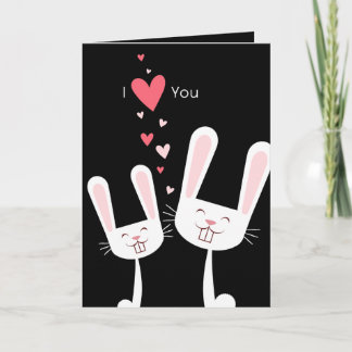 I Liebe You Bunny Rabbits (schwarz) Valentine Feiertagskarte