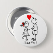 I Liebe You Button mit Niedlichem Paar - Anpassbar (Vorne & Hinten)