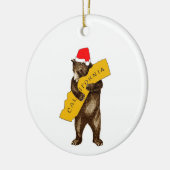 I Liebe You California Bären mit Weihnachtsmannmüt Keramik Ornament (Links)