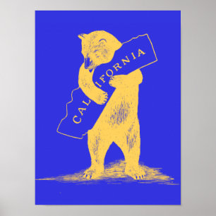 I Liebe You California - Blue and Gold Poster