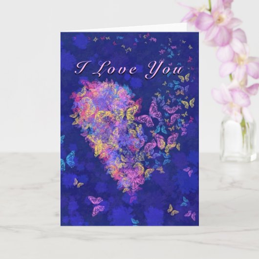 I Liebe You Card Butterfly Herz Liebe Karte (Orchidee)