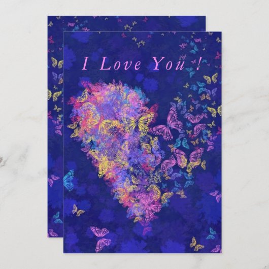 I Liebe You Card Butterfly Herz Romantische Liebe (Vorne/Hinten)