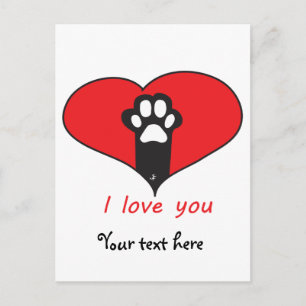 "I Liebe you" Cat Footprint Postkarte