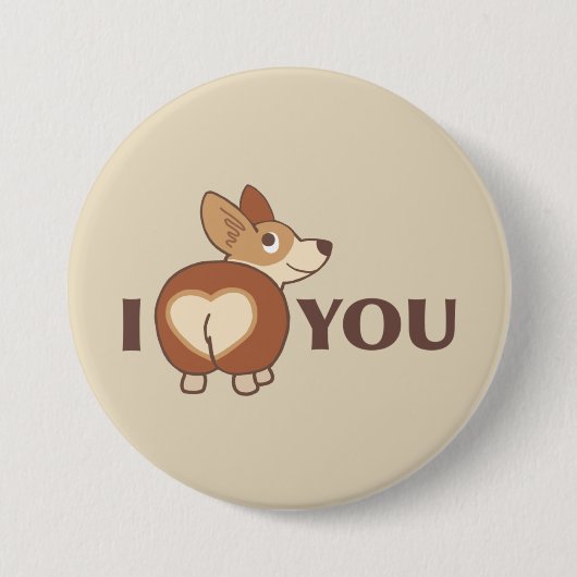I Liebe You Corgi Dog Button (Vorderseite)