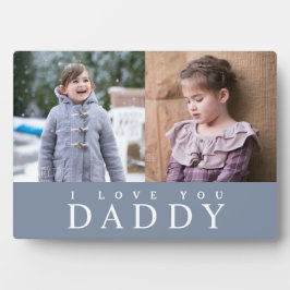 I Liebe You Daddy 2 Modern Dusty Blue Foto Collage Fotoplatte