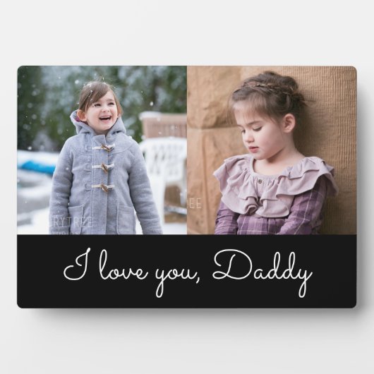 I Liebe You Daddy Black Script 2 Foto Collage Fotoplatte (Vorderseite)