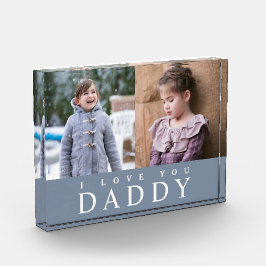 I Liebe You Daddy Modern Blue 2 Foto Collage Block