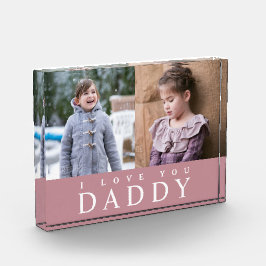 I Liebe You Daddy Modern Pink 2 Foto Collage Block