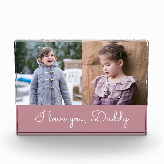 I Liebe You Daddy / Pink 2 Foto Collage Block (Vorderseite)