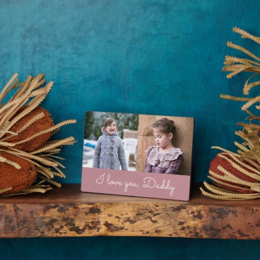 I Liebe You Daddy Pink Script 2 Foto Collage Fotoplatte (Seite)
