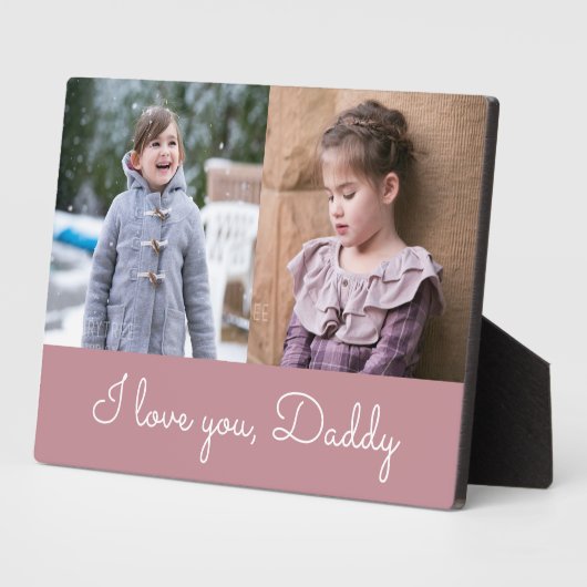I Liebe You Daddy Pink Script 2 Foto Collage Fotoplatte (Seite)