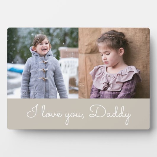 I Liebe You Daddy Taupe Script 2 Foto Collage Fotoplatte (Vorderseite)