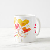 "I LIEBE YOU" EINFACHE KLASSISCHE BOHO HERZPETTE KAFFEETASSE (VorderseiteRechts)