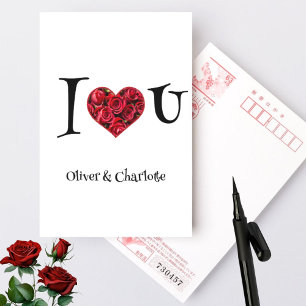 I Liebe You Floral Typografy Heart Valentinstag Feiertagspostkarte