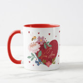 I Liebe You Floral Valentines Red Heart Monogram Tasse (Links)