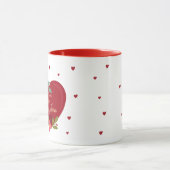 I Liebe You Floral Valentines Red Heart Monogram Tasse (Zentrum)