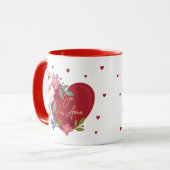 I Liebe You Floral Valentines Red Heart Monogram Tasse (Vorderseite Links)