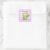 "I Liebe You" Frohe Valentinstag Frosch | Quadratischer Aufkleber (Tasche)