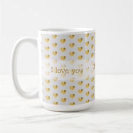 I Liebe you - Golden Foil Hearts Kaffeetasse