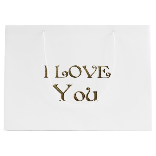 I Liebe You Golden Text Typografy Elegant Große Geschenktüte (Vorderseite)