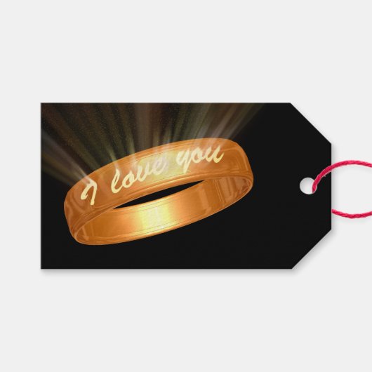 "I Liebe you" Goldener Ring Geschenkanhänger (Vorderseite (Horizontal))