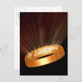 "I Liebe you" Goldener Ring Postkarte (Vorne/Hinten)