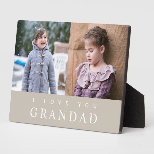I Liebe You Grandad Modern Beige 2 Foto Collage Fotoplatte (Seite)