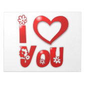 "I LIEBE YOU" GROOVY BLUME NOTIZBLOCK (Vorderseite)