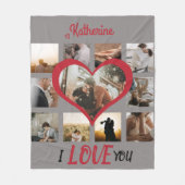 I Liebe You Heart Foto Collage Stilvolle Rote Schr Fleecedecke (Vorderseite)