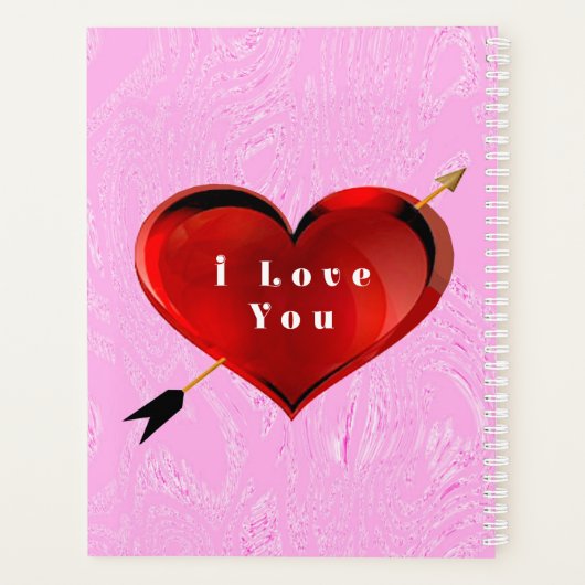 I Liebe You Heart on Pink Ice Spiral Notebook Planer (Rückseite)