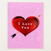 I Liebe You Heart on Pink Ice Spiral Notebook Planer (Vorderseite)