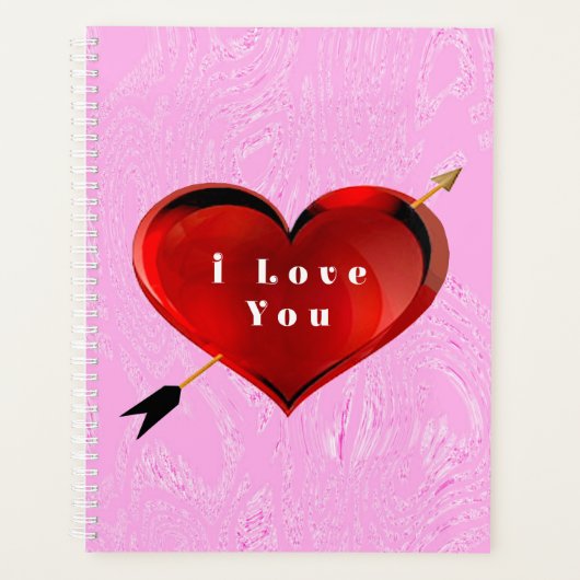 I Liebe You Heart on Pink Ice Spiral Notebook Planer (Vorderseite)