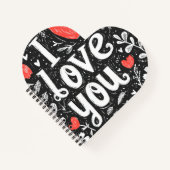 I Liebe You Heart Shaped Spiral Notebook Notizblock (Vorderseite)