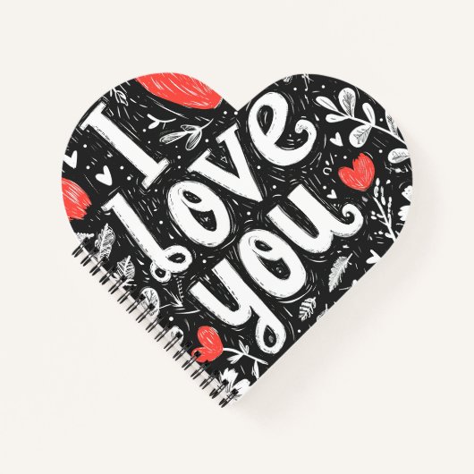 I Liebe You Heart Shaped Spiral Notebook Notizblock (Vorderseite)
