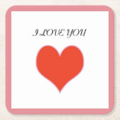 "I LIEBE YOU" HERZEN RECHTECKIGER PAPPUNTERSETZER (Vorderseite)