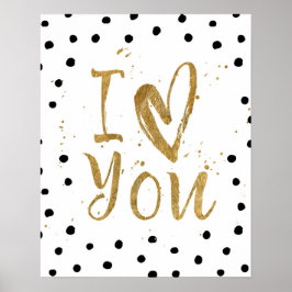 "I Liebe You" Imitate Gold Dot Decorative Heftplak Poster