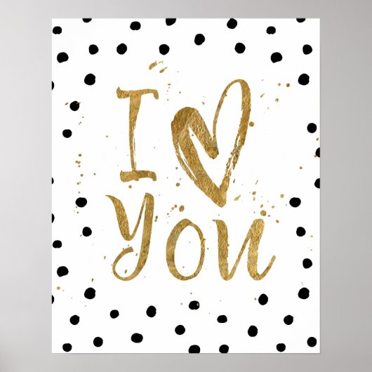 "I Liebe You" Imitate Gold Dot Decorative Heftplak Poster (Vorne)