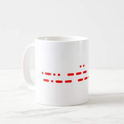 "I Liebe You" in Red Morse Code Kaffeetasse (Vorderseite Links)