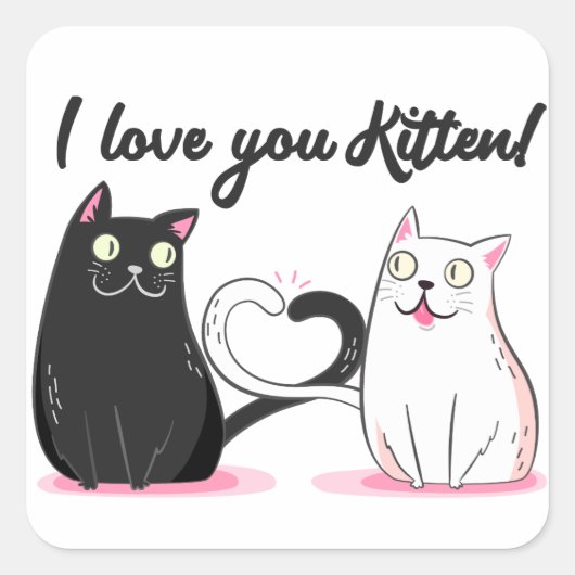 I Liebe You Kitten Square Sticker (Vorderseite)