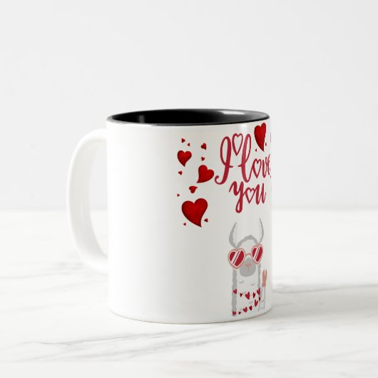 I LIEBE YOU LLAMA ZWEIFARBIGE TASSE (Vorderseite Links)