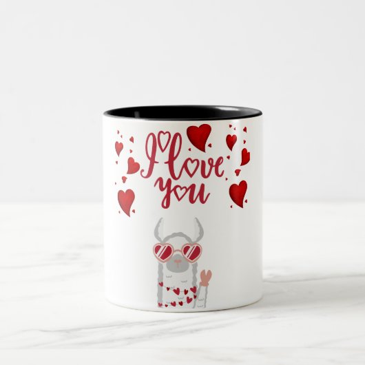 I LIEBE YOU LLAMA ZWEIFARBIGE TASSE (Mittel)
