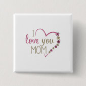 I Liebe You Mama Glitzer Herz Button (Vorderseite)