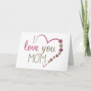 I Liebe You Mama Glitzer Herz Karte
